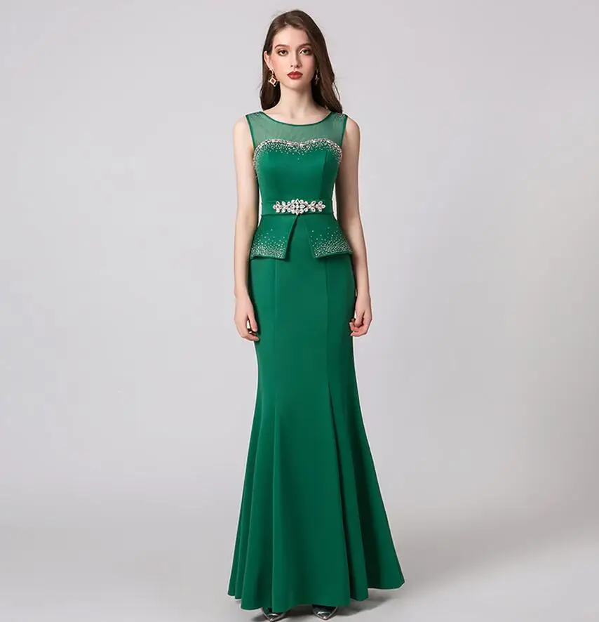 Forevergracedress элегантные вечерние платья зеленого цвета Русалка без рукавов Бисероплетение Формальные платья большого размера изготовление под заказ - Цвет: PICTURE COLOR