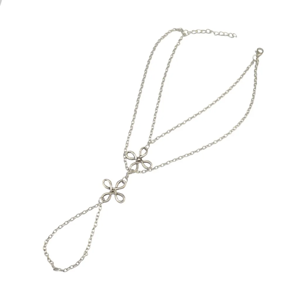 

1PC Bohemian Indian Foot Jewelry Antique Silver Carved Flower Chain Anklets Beach Barefoot Sandals Boho Anklets For Women