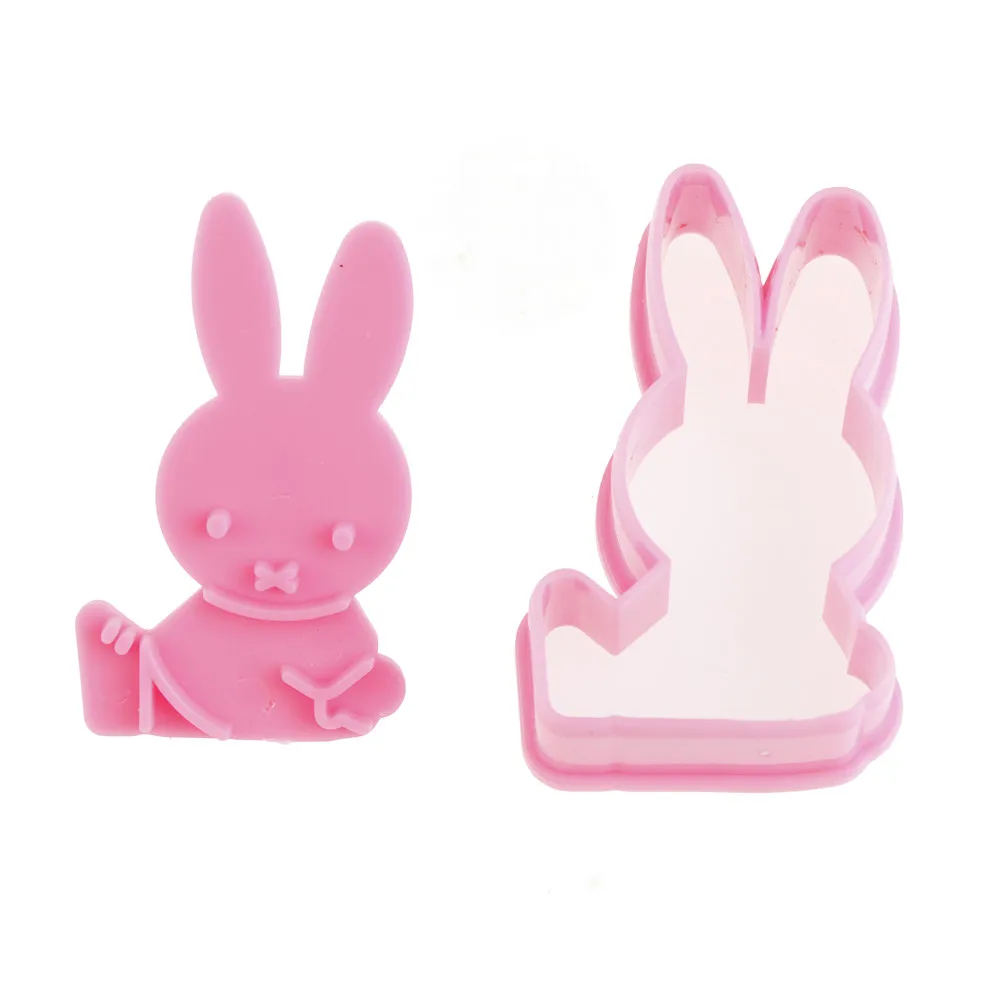 2Pcs DIY Cooking Sugarcraft Baking Shape Cutting Mould Cute Rabbit Plunger Cookie Cake Cookie Mold Cutter