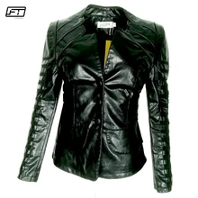 Fitaylor весна осень черная мотоциклетная кожаная куртка-бомбер женское тонкое короткое пальто плюс размер мото и байкерская куртка женская