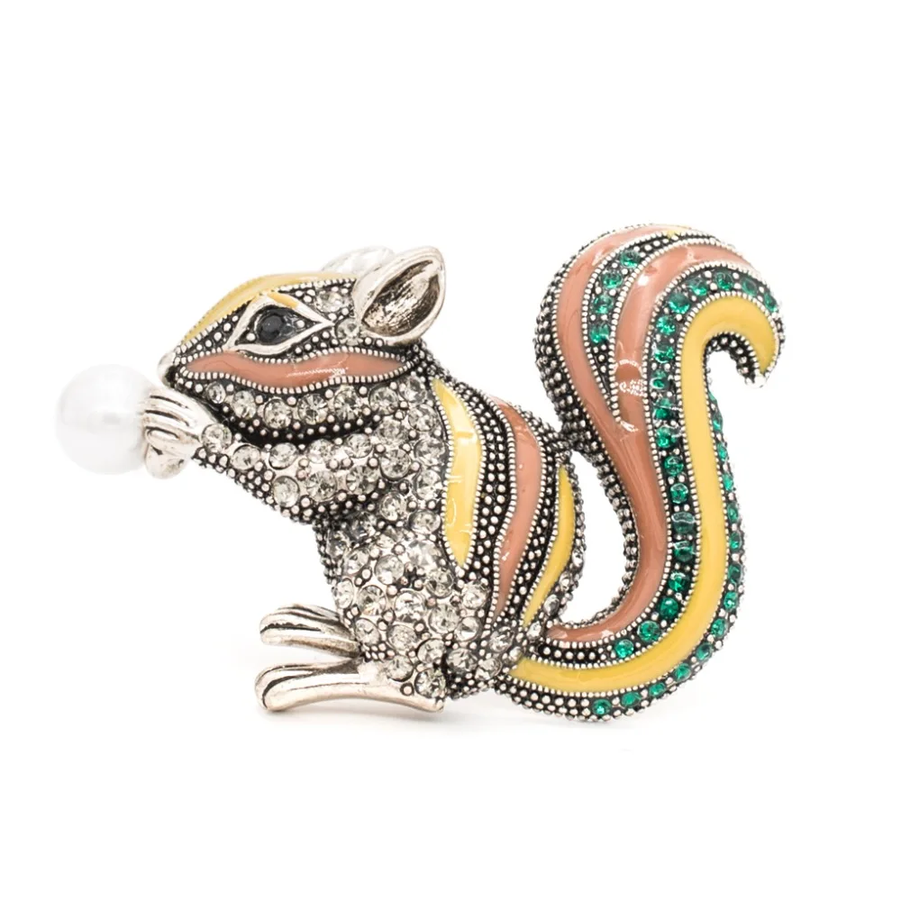 

Vintage Style Rhinestone Crystals Squirrel BroochPin Broaches for Women Jewelry Shoe Bags Accessories BT0343
