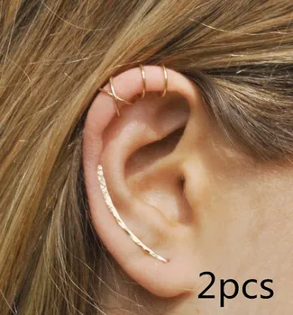 

2pcs Set of 3 Ear Climber 30mm Double Ear Cuff Criss Cross Ear pins handmade simple fashion Jewelry for women Christmas gift