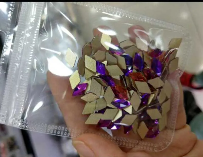 100Pcs/lot Rhombus Flat Back Rhinestones 10x6mm* 6 Colors Crystal Stones DIY Decorations Manicure Diamond For Nail Rhinestone - Цвет: purple fire