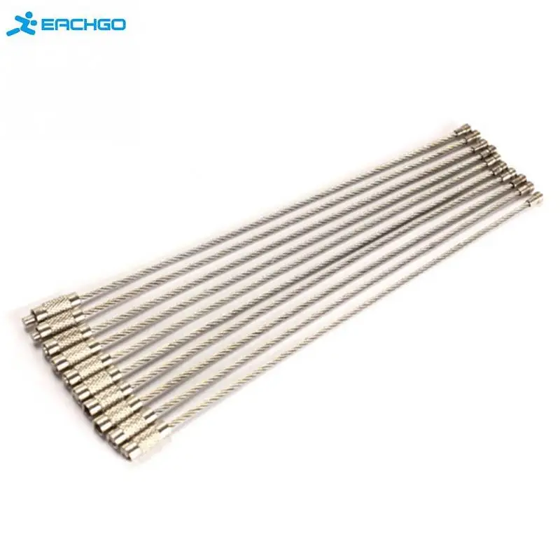 

20Pcs/Lot Stainless Steel Wire Keychain Wire Rope Key Chain Carabiner Cable Key Ring Keyring for Outdoor Hiking