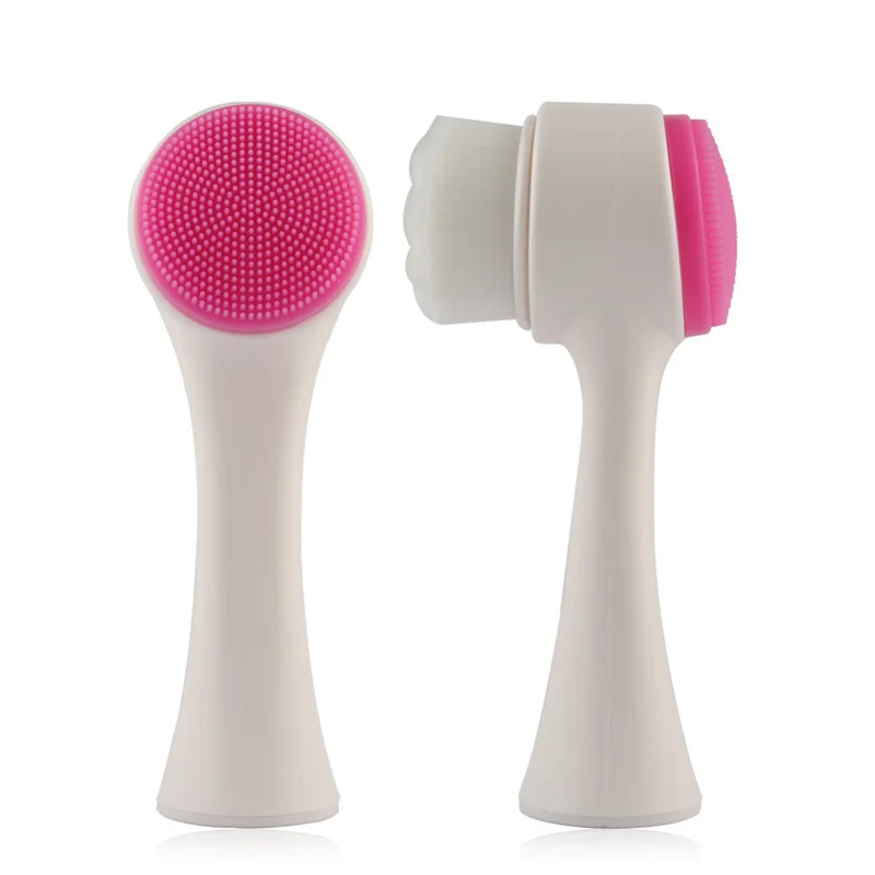 Double Side Skin Cleaner silicone Face Washing Cleansing Brush Manual Control Massager Facial