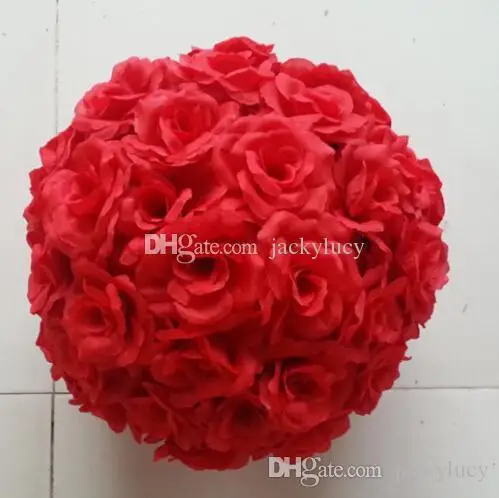 

12" 30cm Red Wedding Artificial Roses Flowers Balls Hanging Kissing Ball For Wedding Party Decoration Supplies