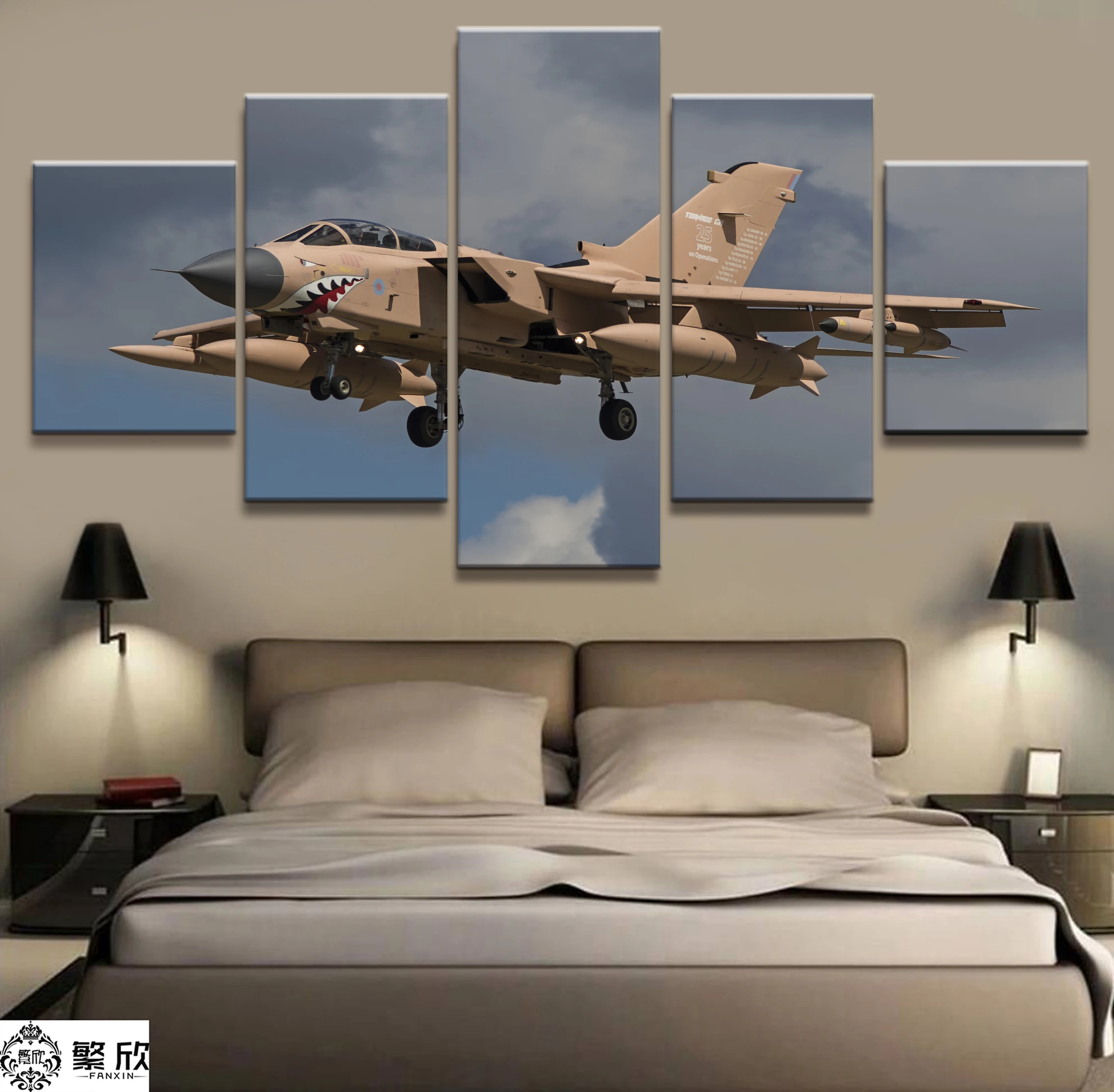 

Home Decor Modular Canvas Picture 5 Piece Fighter Military Weapons Painting Art Poster Wall For Home Canvas Painting Wholesale