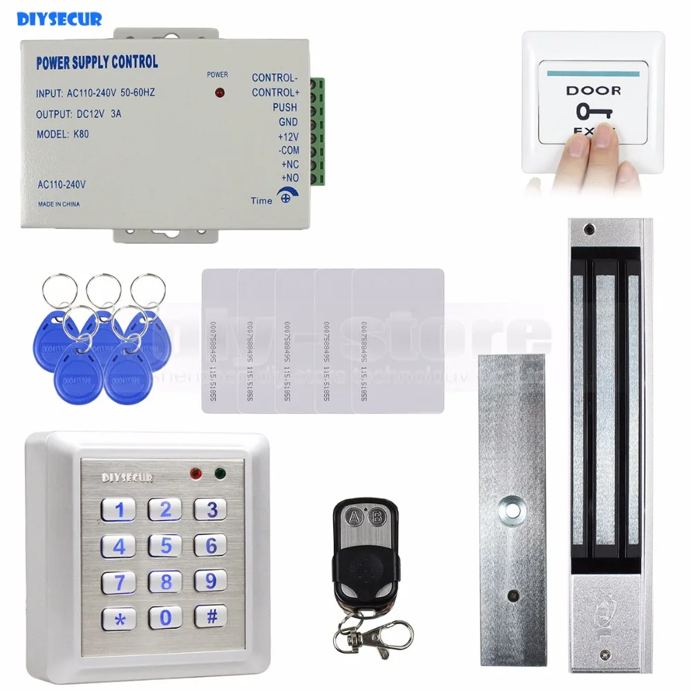 

DIYSECUR Waterproof RFID Keyboard Access Control Full Kit Set 280KG Waterproof Magnetic Lock NC Mode for House / Office