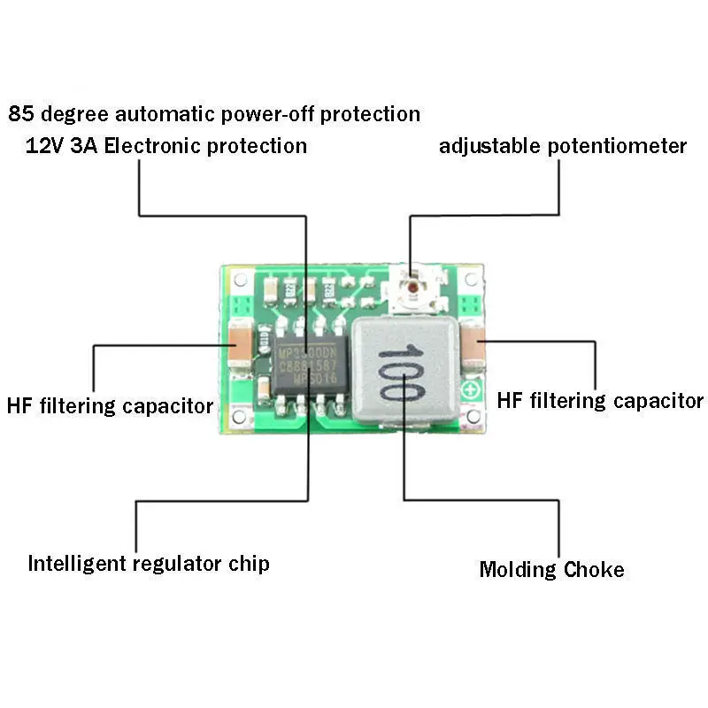 5 шт. DC-DC Бак Шаг вниз Напряжение преобразователь 3,3 V 5V 6V 9V 12V 3A минирегулятор