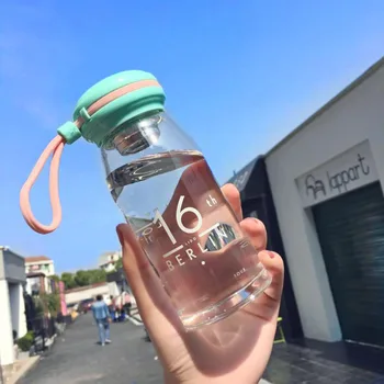

Korean Water Bottle Creative Glass Water Bottles Female Student Sports School Water Bottles Kids Bottle Drinkware Home WZD136