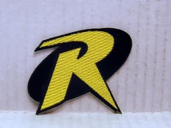 

ROBIN "R" Uniform Logo- BATMAN Animated Series 3.5" Costume Embroidered Emblem punk rockabilly applique sew on/ iron on patch
