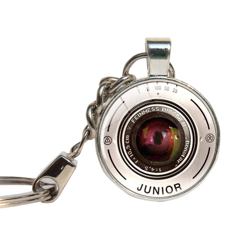 Camera Lens Keychain Glass Cabochon Photography Key Ring