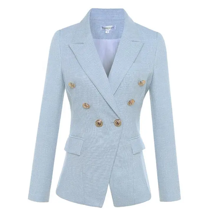 Блейзер, пиджак, женский корейский высококачественный элегантный синий Блейзер mujer, повседневный двубортный офисный женский пиджак, большие размеры
