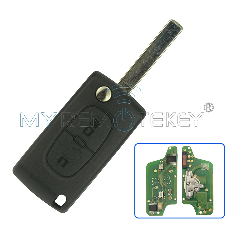 CE0523 Flip remote key for Citroen Peugeot key 2 button 433mhz VA2 PCF7941 electronic circuit board