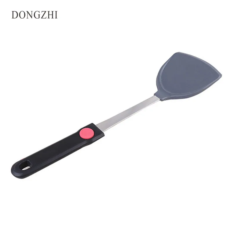Soft Silicone Turner Spatula Red Dot Stainless Steel Handle Kitchen