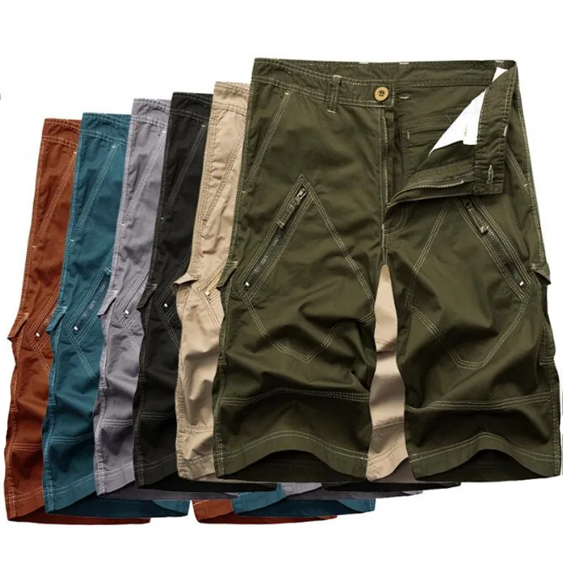 Летние мужские шорты карго хлопковые военные дышащие длиной до колена с