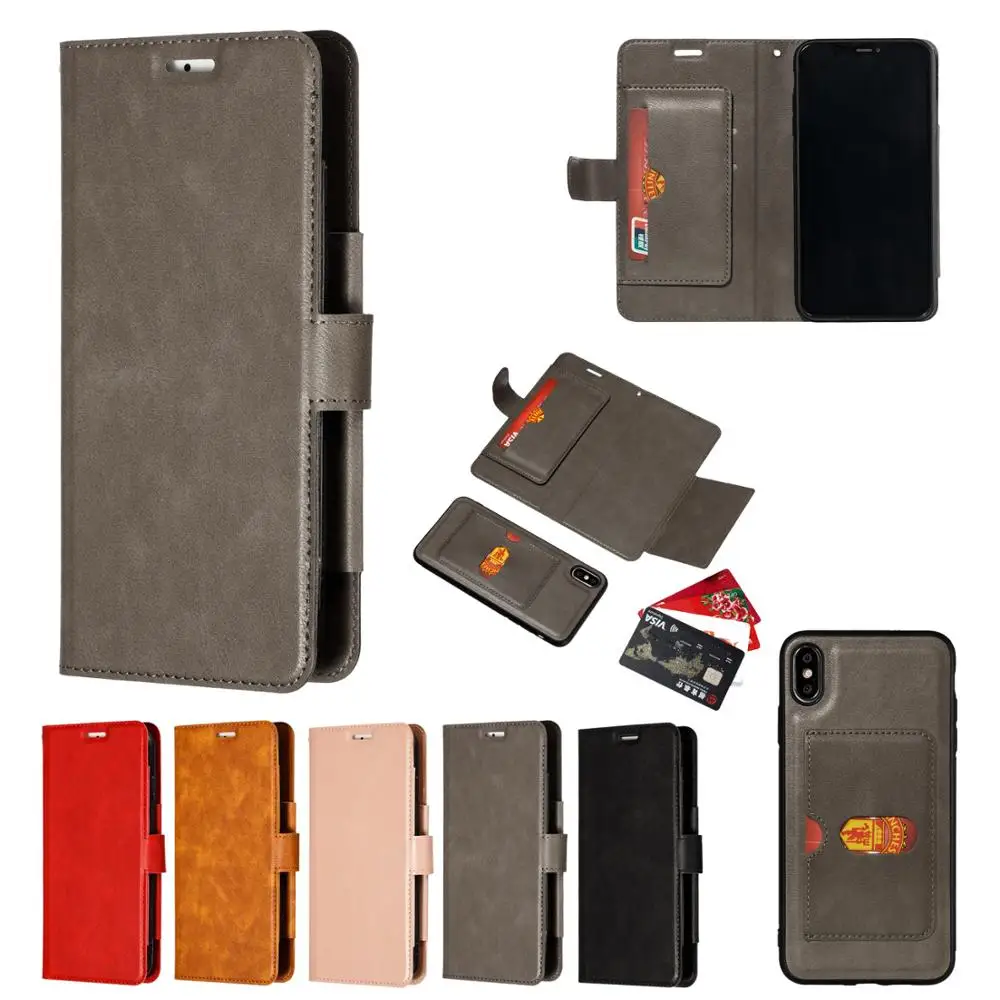 

Phone Cases Detachable Case for iPhone XR XS X XS Max 7 8 6 6S Plus 7Plus Magnet Closure Wallet Cover Coque Multi Card Phone Bag