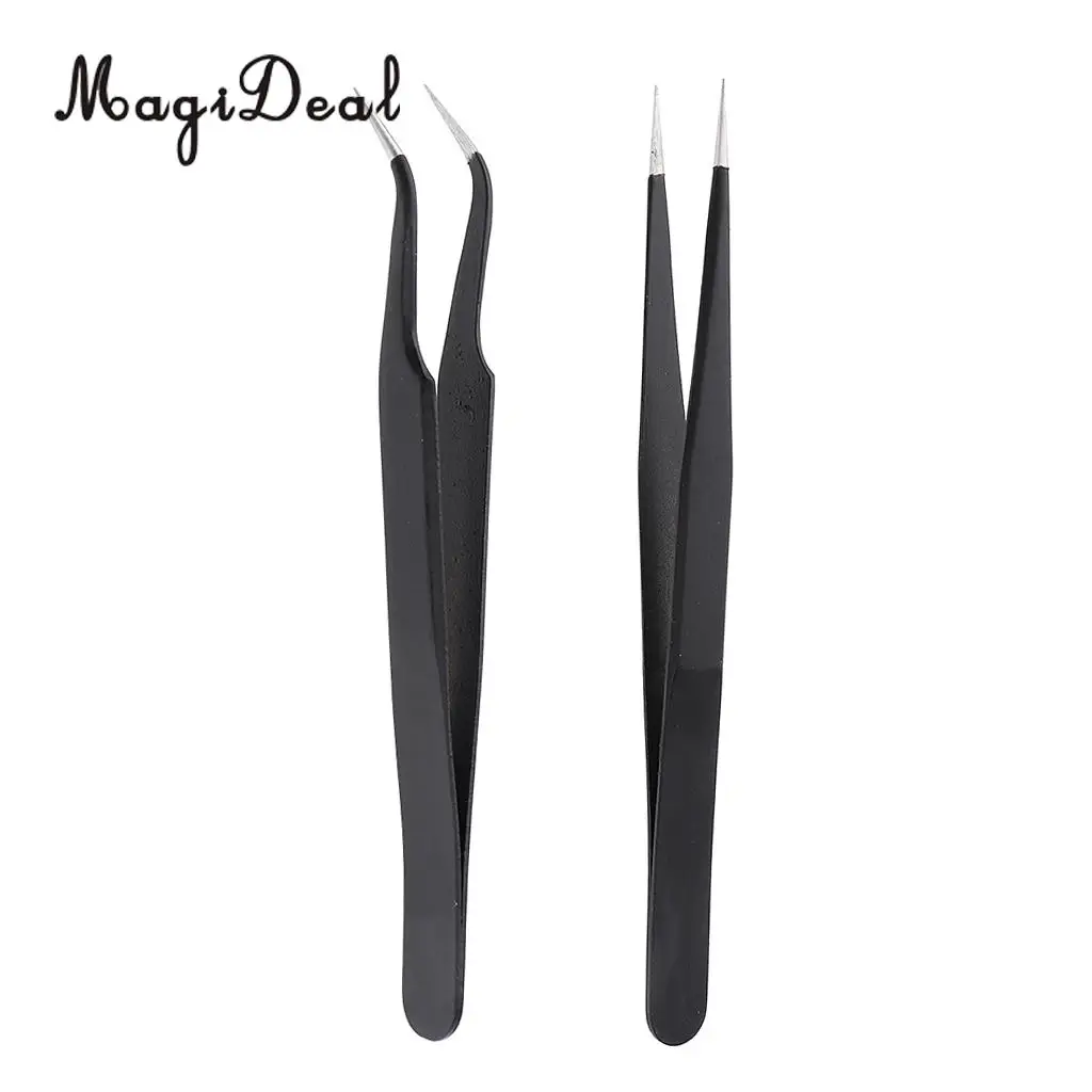 Stainless Steel Eyelash Extension Tweezer Pincet Vetus Makeup Tools, Curved / Straight