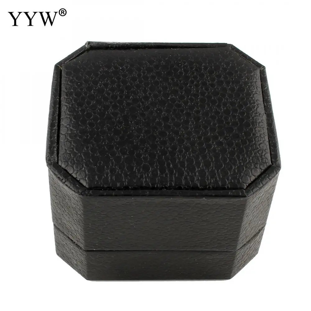 12pcs Black Leather Ring Box Jewelry Gifts Boxes Wedding Engagement