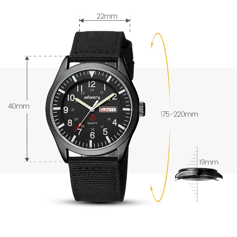 INFANTRY Mens Watches Top Brand Luxury 2018 Military Watch Men Army Sport Glow in Dark Date Day Tactical Nylon Relogio Masculino