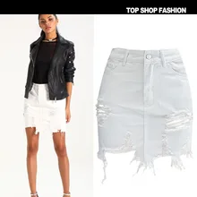 Бюст юбка в чистый белый Нерегулярные высокие карманы ягодицы Измельчить сломанный рот кисточкой chun xia модный Джокер