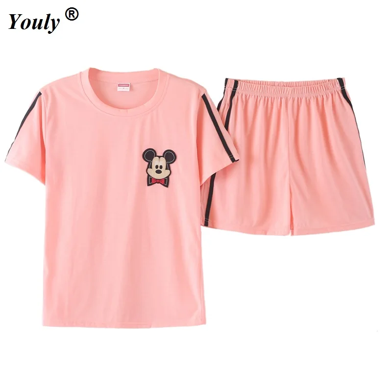 Shorts Pajamas sets Women Cute Dog Print Crop Top + Shorts 2 Pieces Set