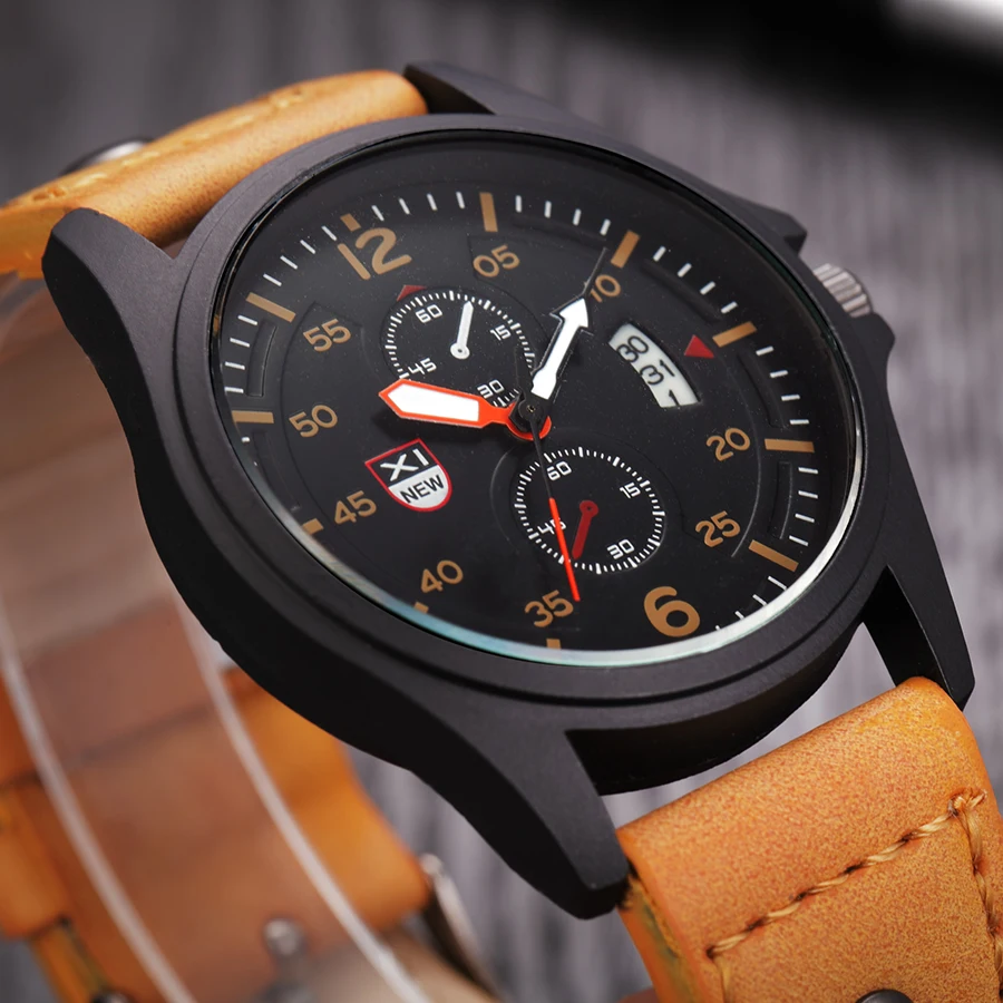 

Luxury Brand Watch Men Casual Leather Sport Quartz Watches Calendar Function Simple Style Male Hour Clock relojes hombre
