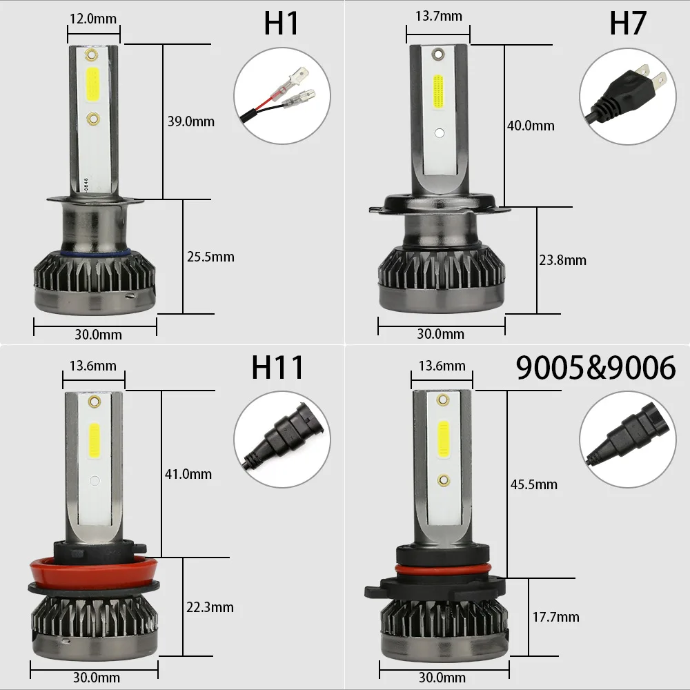 Canbus Car Headlights Bulb LED H4 H7 H1 H8 H9 H11 HB3 HB4 9005 9006 12V 12000Lm 6000K 60W Auto Fog Light