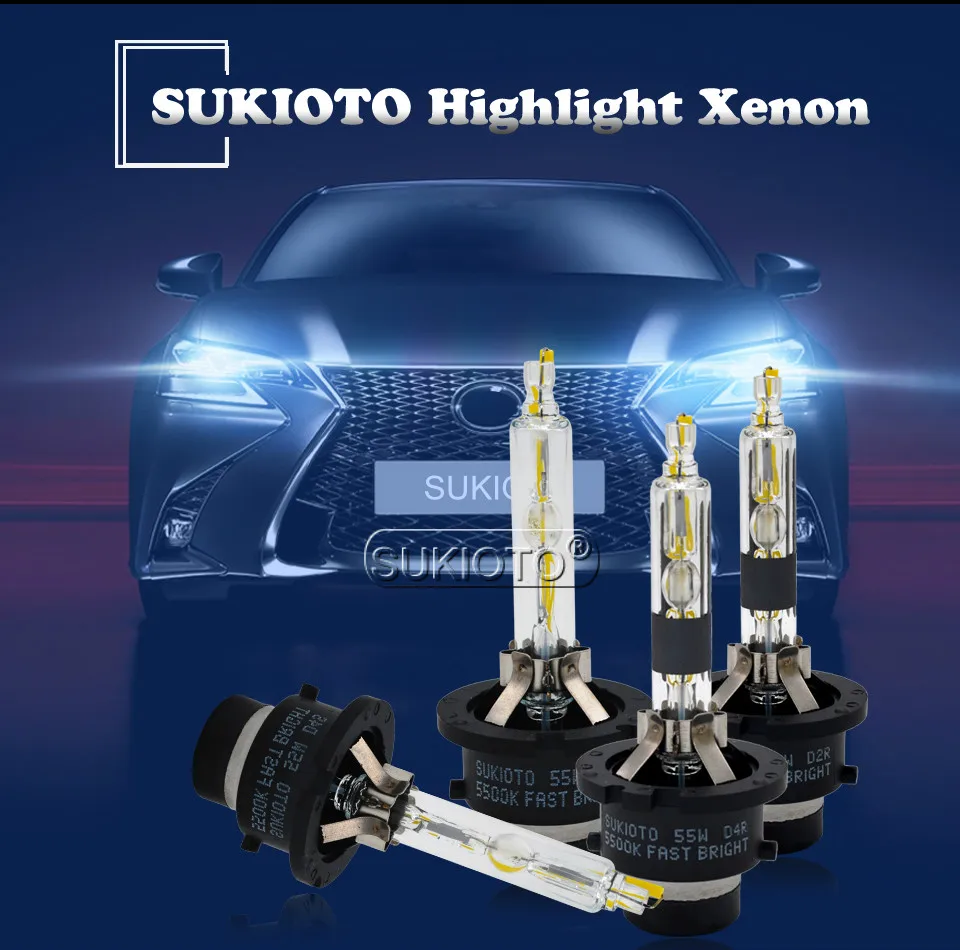

SUKIOTO 2PCS Xenon 55W D2S D4S xenon HID Bulb Fast Bright 5500K D2R D4R hid Projector Lens bulb for BMW BENZ AUDI Car Headlights