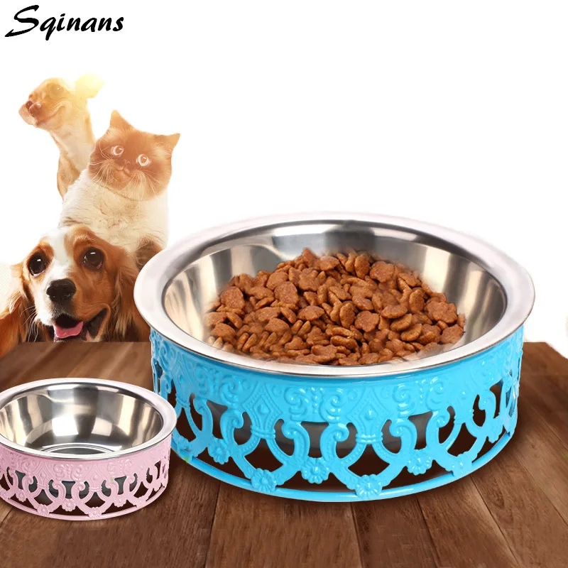

Sqinans 13cm/16.5cm/21.5cm Pet Dog Feeding Bowl Separable Puppy Cat Water Feeder Iron Frame Stainless Steel Pet food utensils