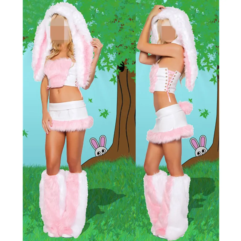 Новые модные сексуальные розовые костюмы кролика для женщин на Хэллоуин, карнавал, кролик, косплей, сексуальная Рождественская Экзотическая одежда, нижнее белье - Цвет: As shown