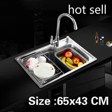 Бытовая модная кухонная раковина с одним лотком, посуда из 304 нержавеющей стали, горячая Распродажа 650x430 мм