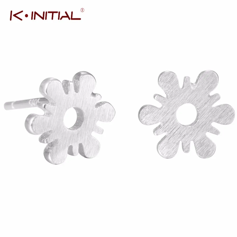 Kinitial новые цветы Серьги гвоздики стерлингового серебра 925 Snow Flake Стад для Для