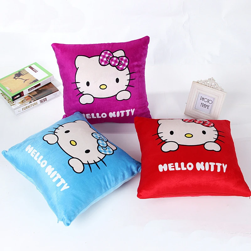 Set Of 2pcs Hello Kitty Plush Square Throw Pillow Case Wedding