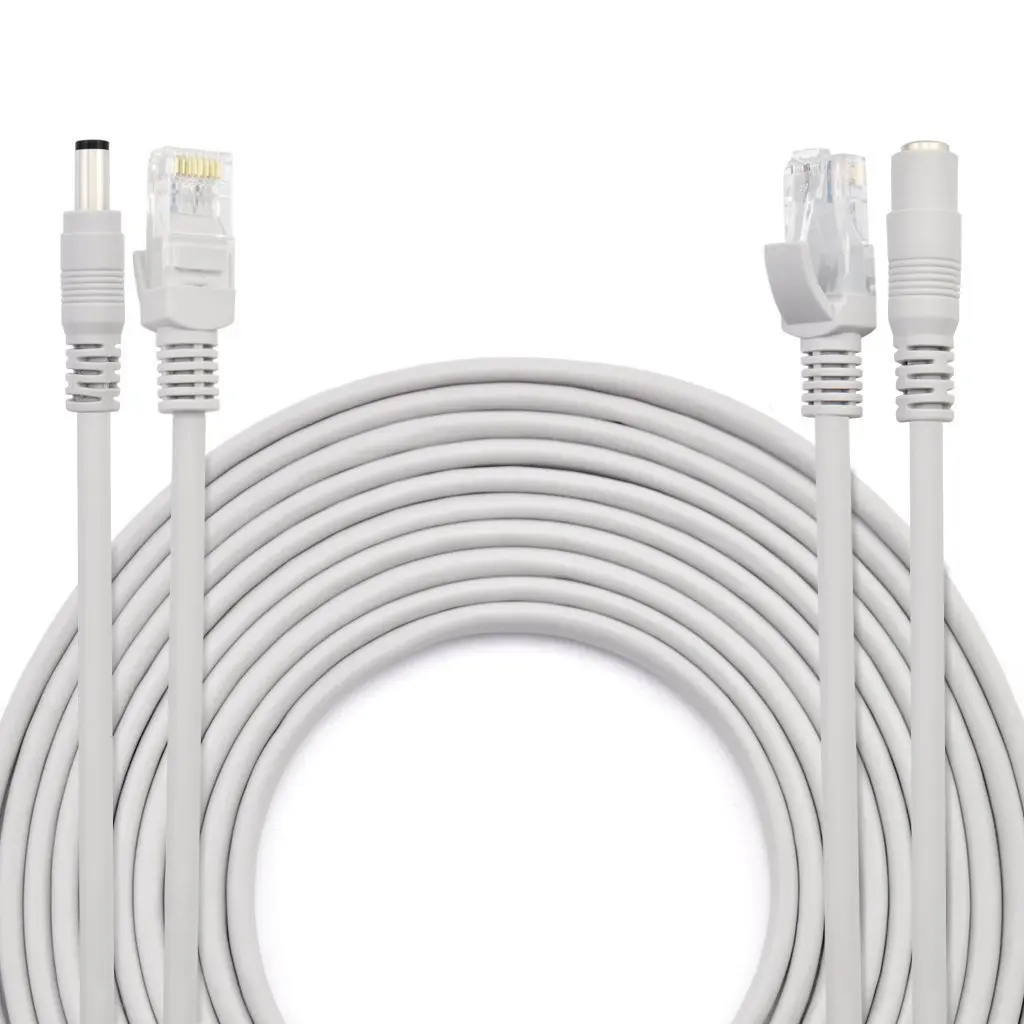 

5M/10M/20M CCTV Network Cable RJ45 CAT5/CAT-5e Cable + DC Power Extension CCTV network Ethernet Cable For IP Camera NVR System
