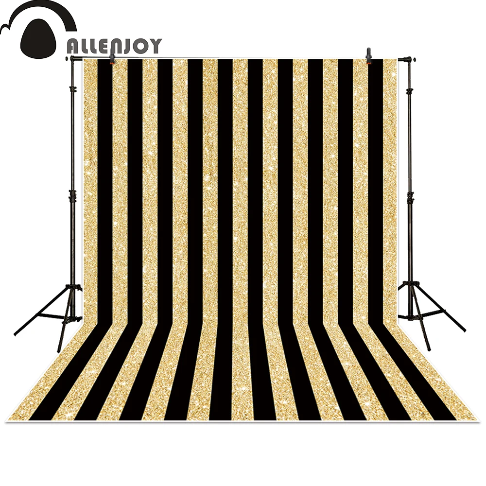 

Allenjoy photography backdrops party Gold Black Stripes Glitter glamour Sparkle Birthday wedding background photocall