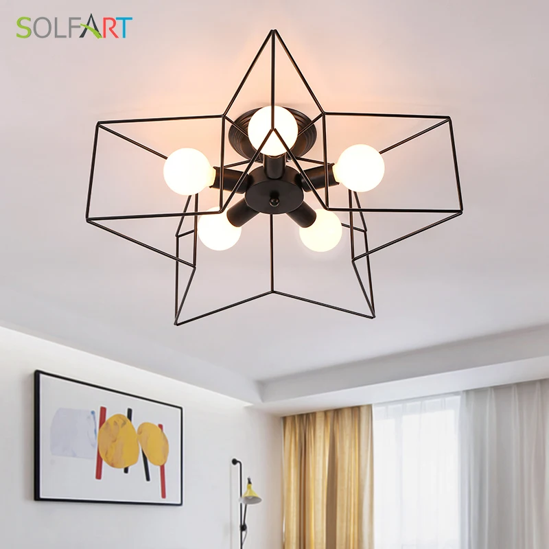 Us 70 0 35 Off Lamp Ceiling Light Fixtures Ceiling Lights Iron Industrial Creative Star Loft Lamps Chandelier Ceiling For Room Dining In Ceiling