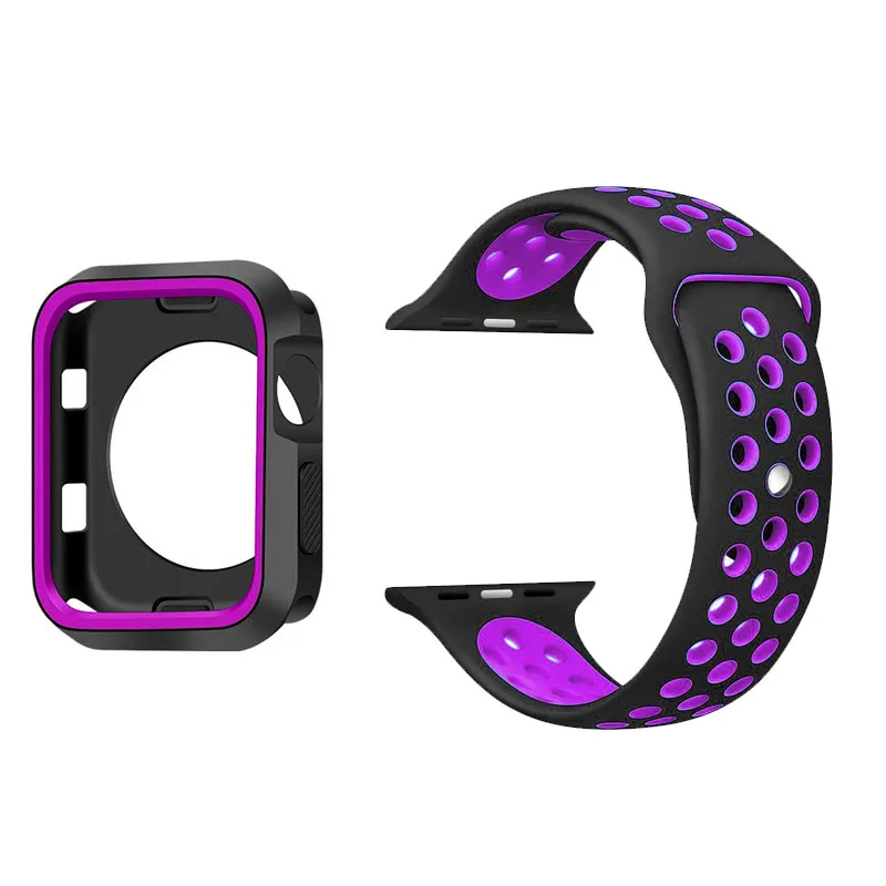 Силиконовый спортивный ремешок для Apple Watch band 4, 3, 2, 42 мм, 44 мм, iwatch band 38 мм, 40 мм, наручный браслет, чехол для часов, набор аксессуаров