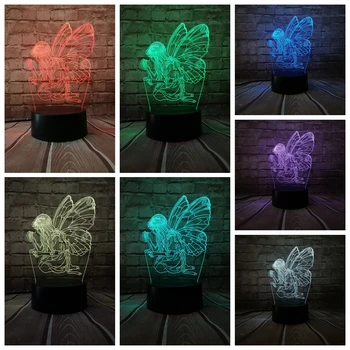 

3D LED Night Light Butterfly Fairy Prince Girl Wing Version Bulb Lamp Color Change Child Kid Birthday Christmas Home Decor lamps