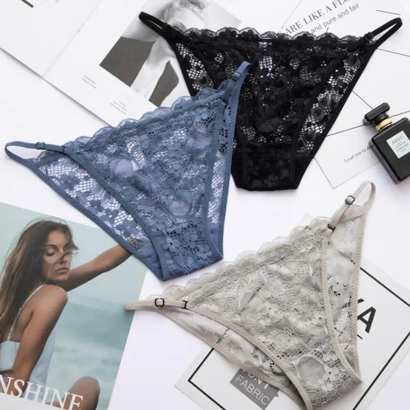 

Spring women fashion Sexy Panties breathable Briefs Solid Color Sexy Lace g string Lingerie Underwear Transparent Panties thong