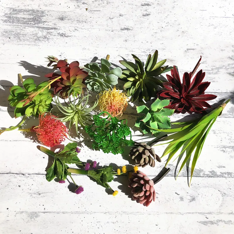 Indigo Mini Succulent Plant Artificial Aloe Plastic Flower Office