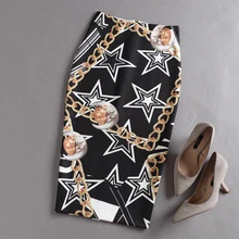 Женская элегантная юбка-карандаш с принтом луны и звезд с высокой талией