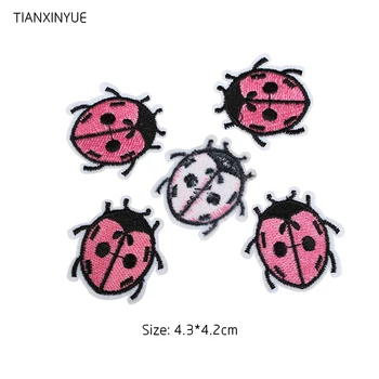 

TIANXINYUE 20pcs/lot Brand Ladybug patches Embroidered patches iron on fabric Motif sew on iron on Applique DIY accessory