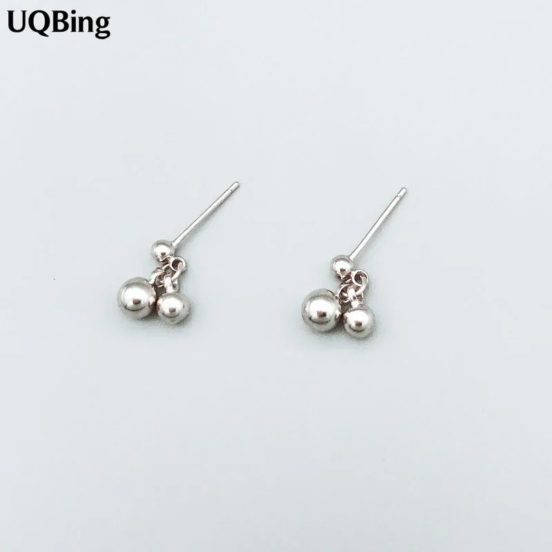 

Free Shipping Fashion 925 Sterling Silver Beads Stud Earrings For Women Beautiful Jewelry
