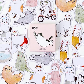 

45pcs/box Kawaii fat cats everyday sticker scrapbooking stickers decorative sticker DIY craft photo albums