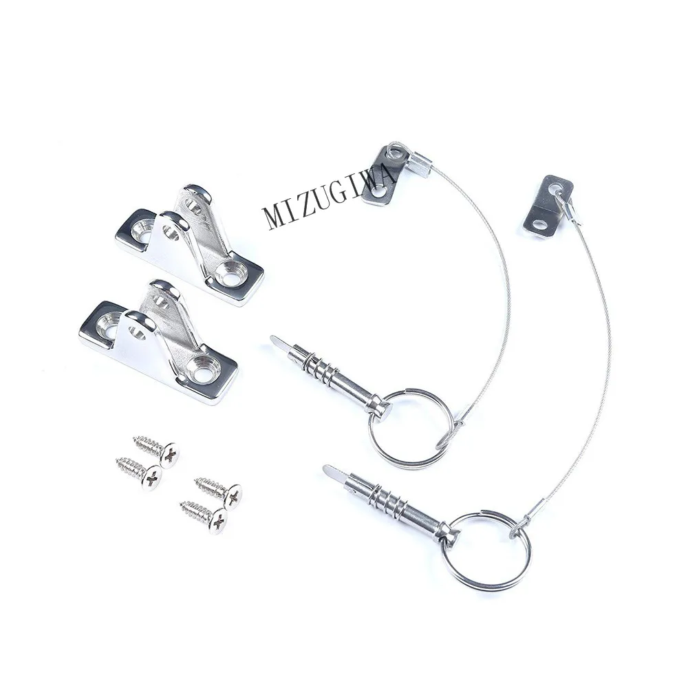 2 pcs Boat Bimini Top Deck Hinge with Quick Release Pins W/Screws