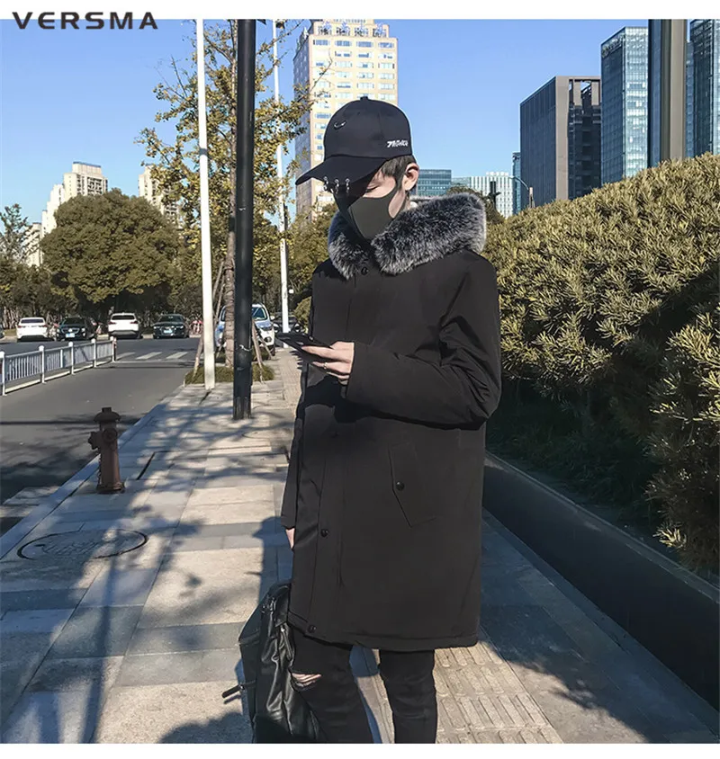 VERSMA, высокая уличная хип-хоп, большие размеры, Мужская Длинная ветровка, куртки, пальто, мужские парки в Корейском стиле, Harajuku, с принтом, парка с капюшоном для мужчин