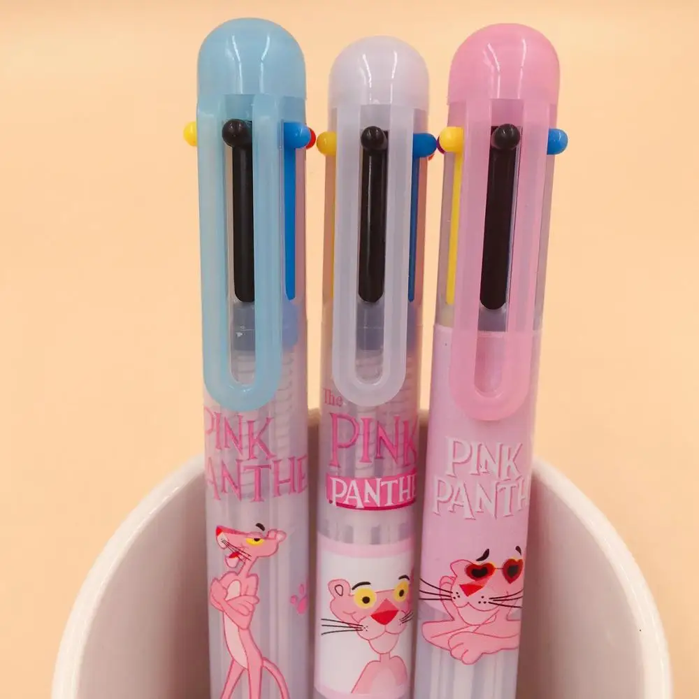

1 PCS Pink Panther 6 colors Ballpoint Pen Cartoon animal ball pen School Office writing Supplies Stationery Gift