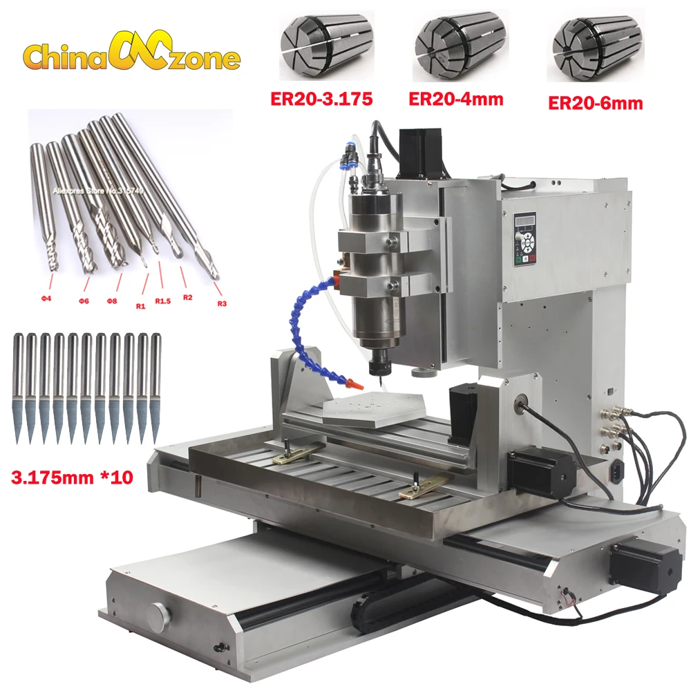 

Metal CNC engraving 6040 5 Axis CNC wood router 2.2KW High Precision for Aluminum Copper drilling carving work