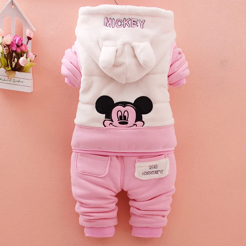 2019 Fashion Baby Girl Clothes Winter Cartoon Infant Thicken Velvet Coat T-shirt Pants 3pcs/Sets Children Clothing Kid Tracksuit